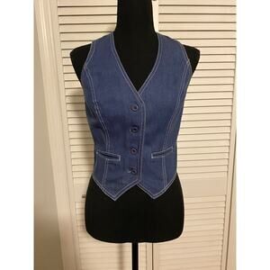 1970’s Whip-O-Will vintage Denim vest‎ Tag 7/8 ExtraSmall 3 button Boho Hippie